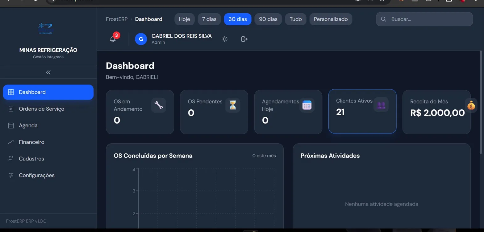 Dashboard do FrostERP